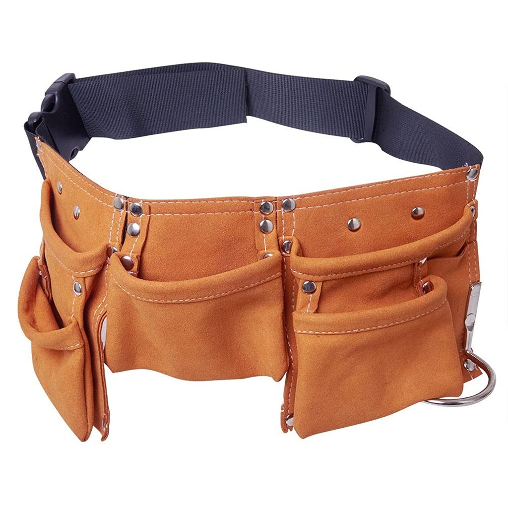 UXZDX CUJUX Heavy Duty Leather Tool Belt with Screwdriver Holder - Adjustable Waist Bag for Garden Repair, Construction & DIY Projects - Durable Work Belt for Men & Women