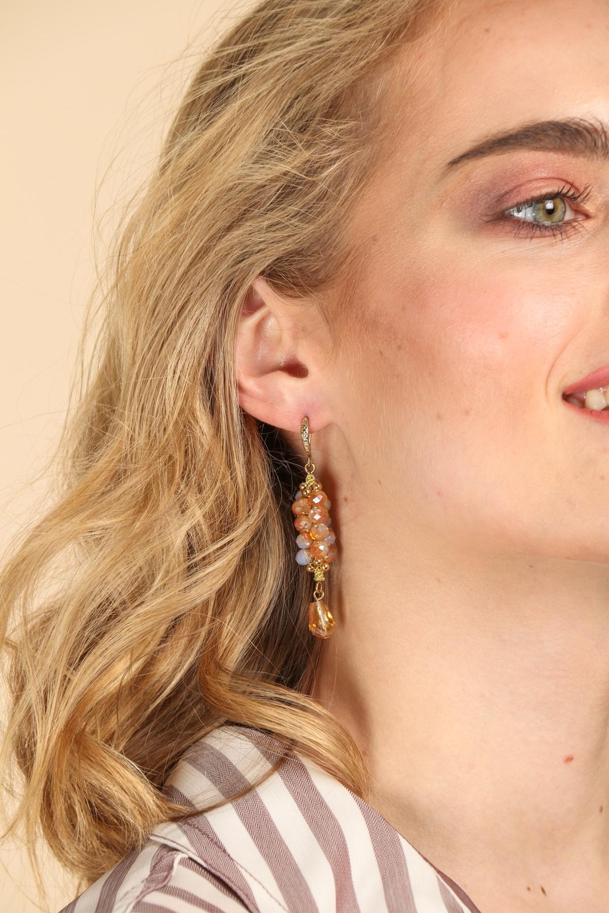 Elegant Cluster Bead Dangle Drop Earrings for Women - Boho Chic Handmade Jewelry - Perfect for Parties, Weddings & Date Nights