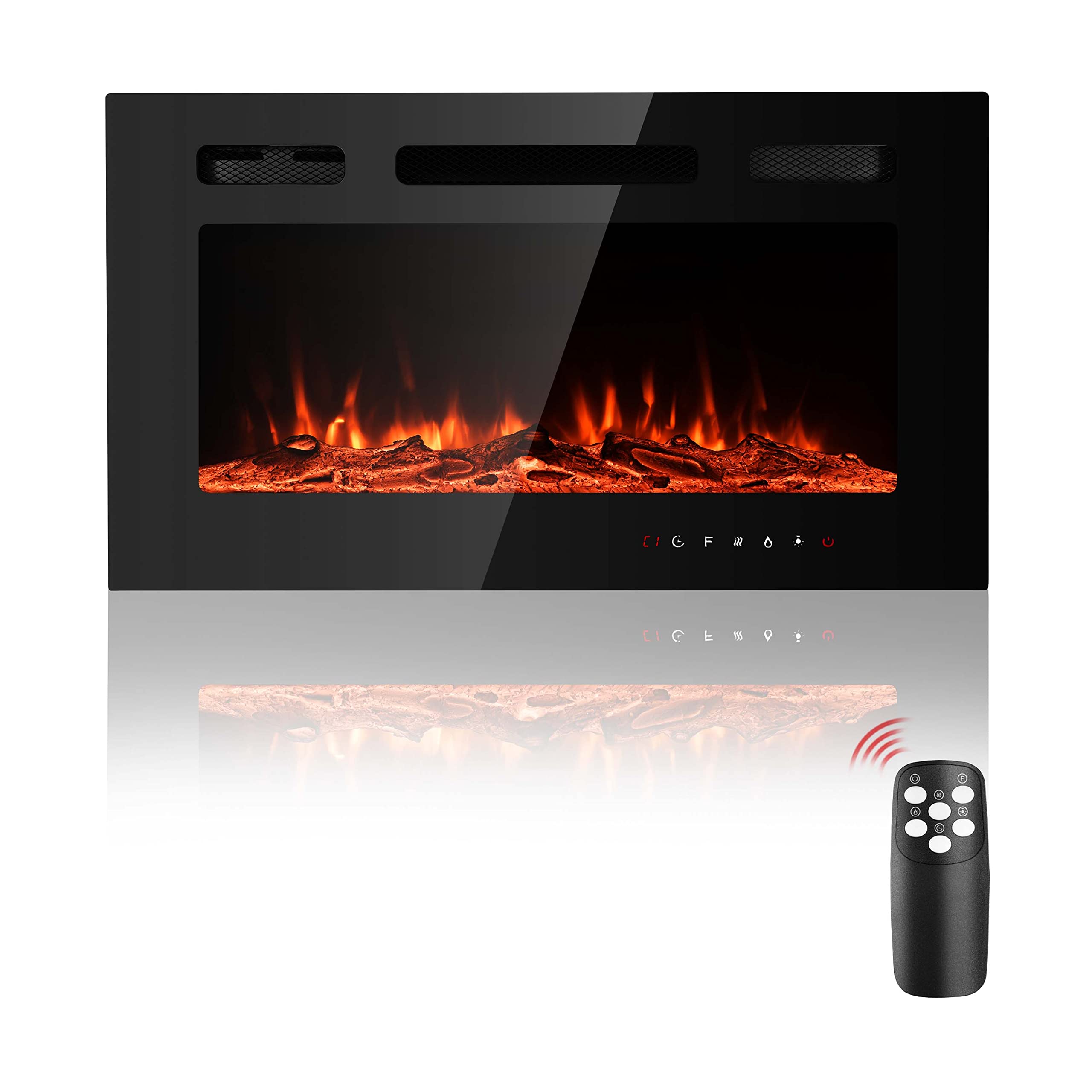 30 Inch Wall Mounted Electric Fireplace with Remote Control - Adjustable LED Flame Colors & Speed - Modern Electric Fireplace Insert for Living Room, Bedroom & Office Heating