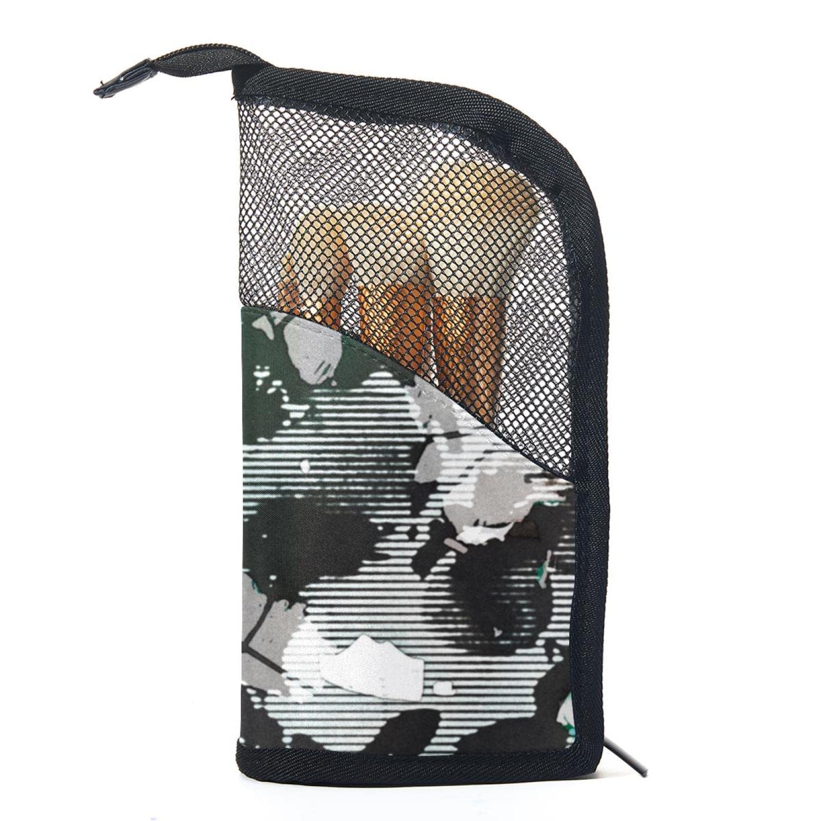 Vintage Stripe Art Camouflage Makeup Brush Organizer Bag with 12 Slots - Portable Travel Cosmetic Brush Holder Case for Professional Makeup Artists & Beauty Enthusiasts - Perfect for Home, Travel & Salon Use