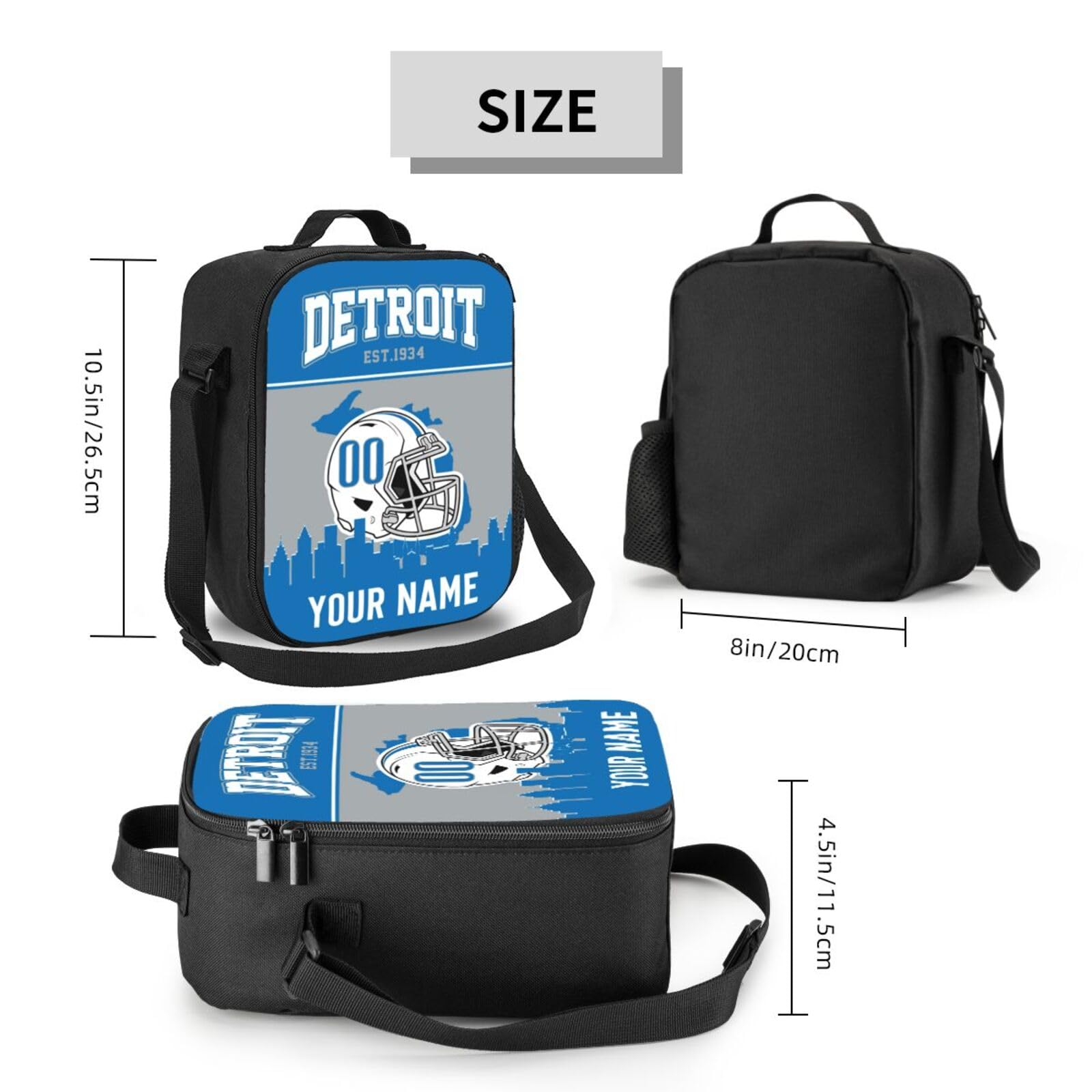 Custom Detroit Lions Lunch Bag - Insulated Football Style Lunch Box for Men & Women - Perfect for Work, School & Tailgating Gifts