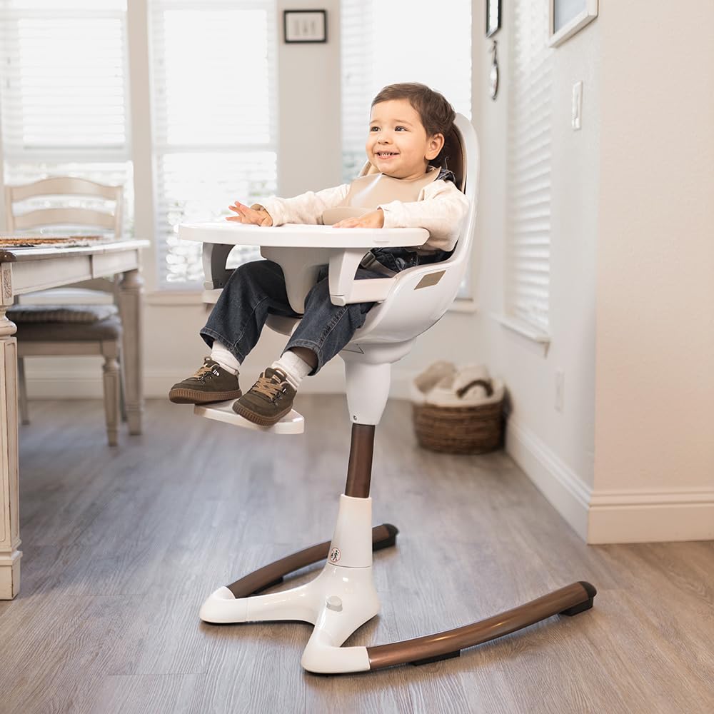 Premium Adjustable Baby High Chair with Double Tray - Ergonomic Lift Height & Seat Angle for Comfortable Feeding - Luxury White Gold Design for Modern Nurseries - Perfect for Mealtime, Playtime & Learning Activities