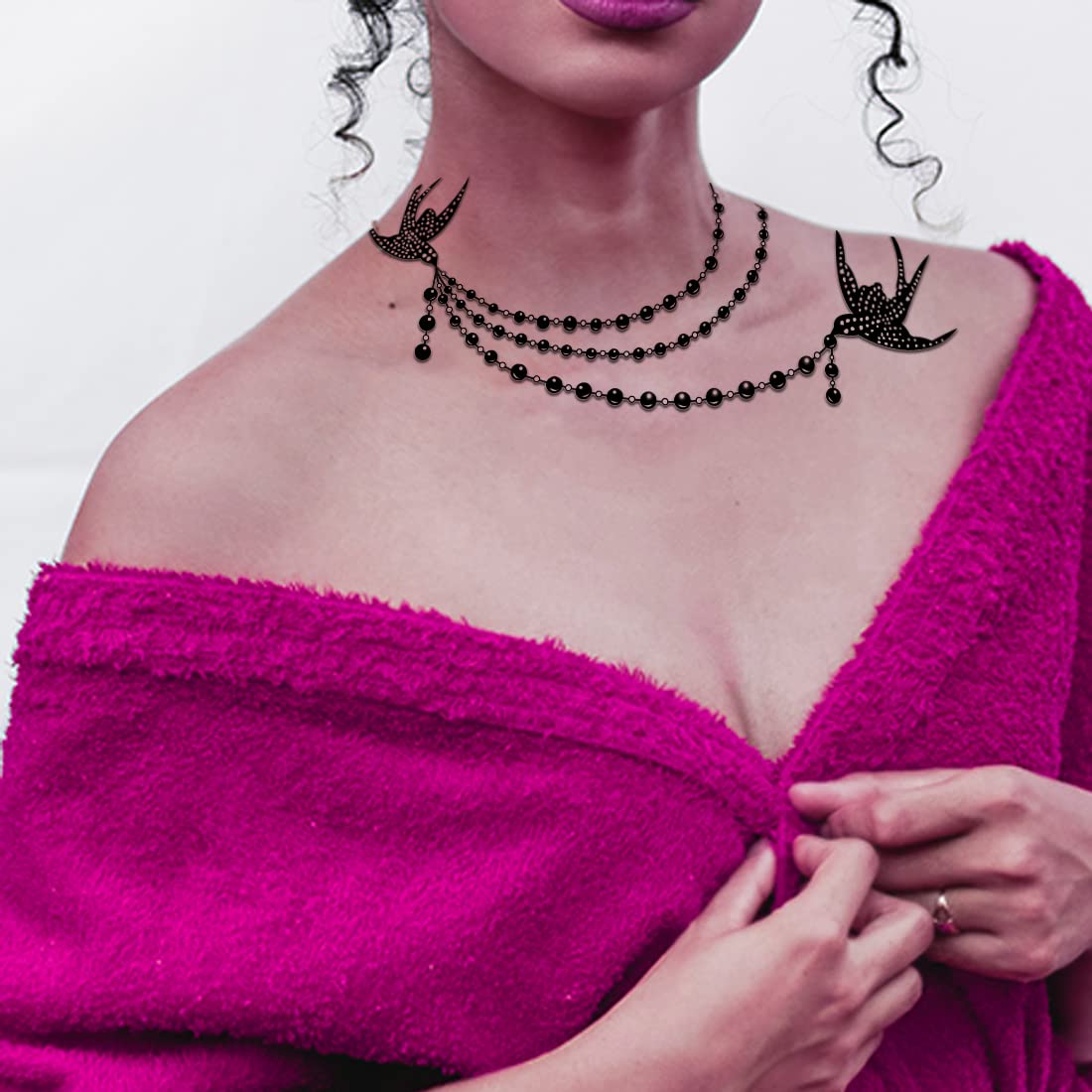 Waterproof Temporary Tattoo for Women & Men - Elegant Necklace Design Body Art | Perfect for Parties, Festivals, and Summer Beach Looks