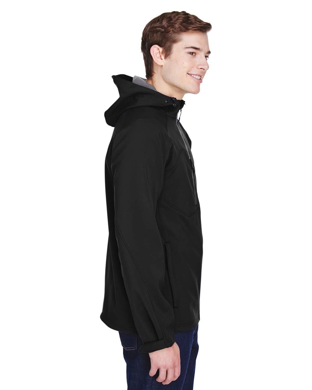 Men's 5XL Black Prospect Two-Layer Fleece Bonded Soft Shell Hooded Jacket - Warm Winter Outdoor Hiking & Casual Wear