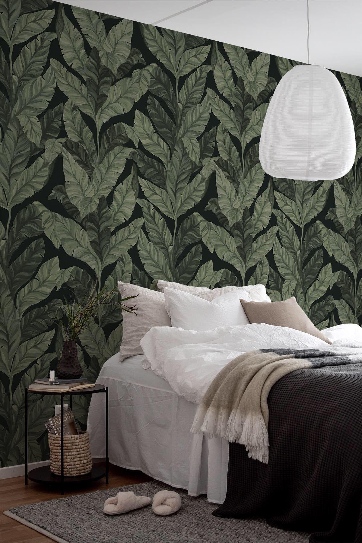 Tropical Leaves Black Wall Art - Modern Botanical Print for Home & Office Decor - Perfect for Living Room, Bedroom, or Office Spaces