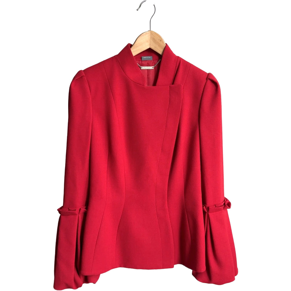 Alexander McQueen Red Wool Bell Sleeve Jacket Women's Size IT44 (US 8) - Elegant Office Wear & Evening Party Outfit