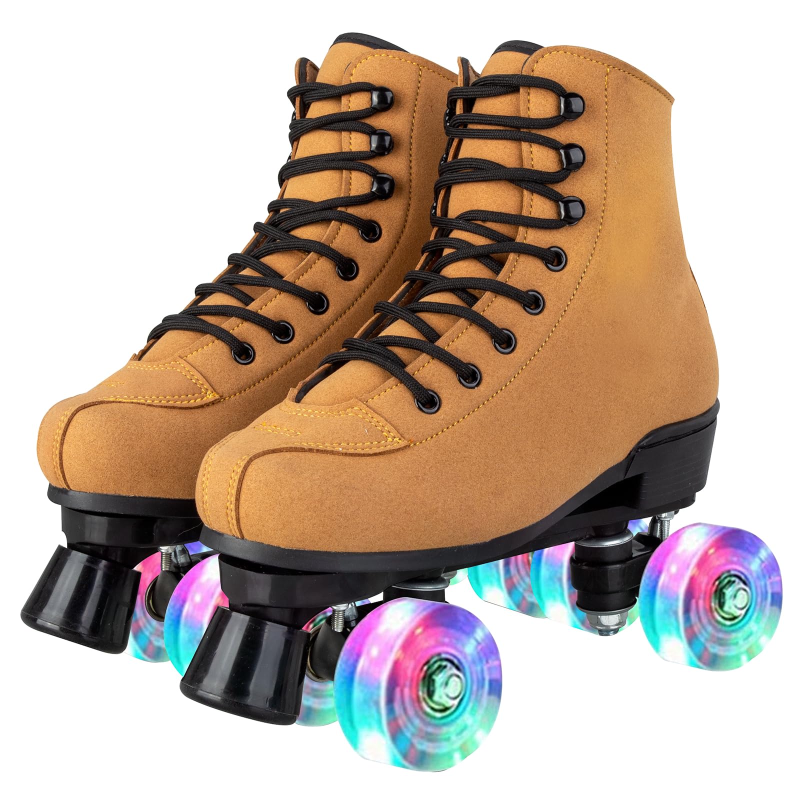 Premium Cowhide High-Top Roller Skates for Women & Men - Classic Double-Row 4-Wheel Unisex Skates for Adults & Teens | Perfect for Indoor Rinks, Outdoor Trails & Christmas Gifts