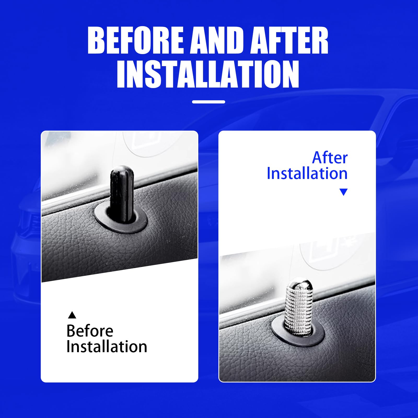 **ZKFAR 4-Pack Car Door Lock Pin Covers (0.35In) - Silver - Universal Fit for Cars, Trucks & Pickups - Interior Upgrade Accessories - Prevent Dust & Scratches**    *(Perfect for DIY Car Mods, Enhancing Interior Aesthetics & Protecting Lock Mechanisms)*