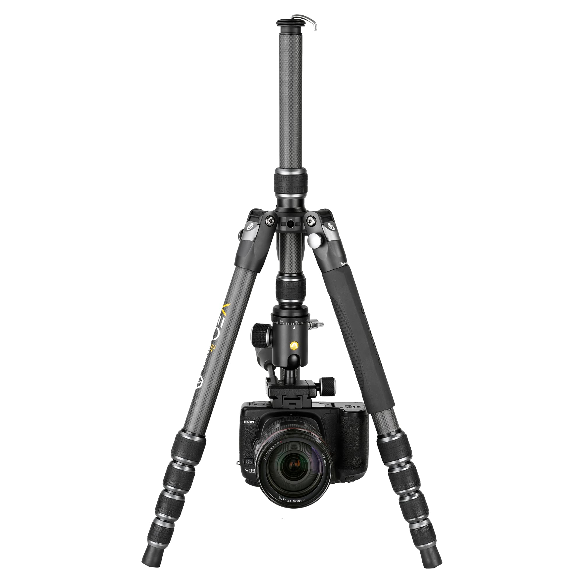Vanguard VEO3T235CBP Carbon Fiber Travel Tripod with Ball Head - Lightweight & Compact for Travel Photography, Vlogging, and Outdoor Adventures - Includes Removable Pan Handle & Quick Shoe with Built-in Smartphone Holder