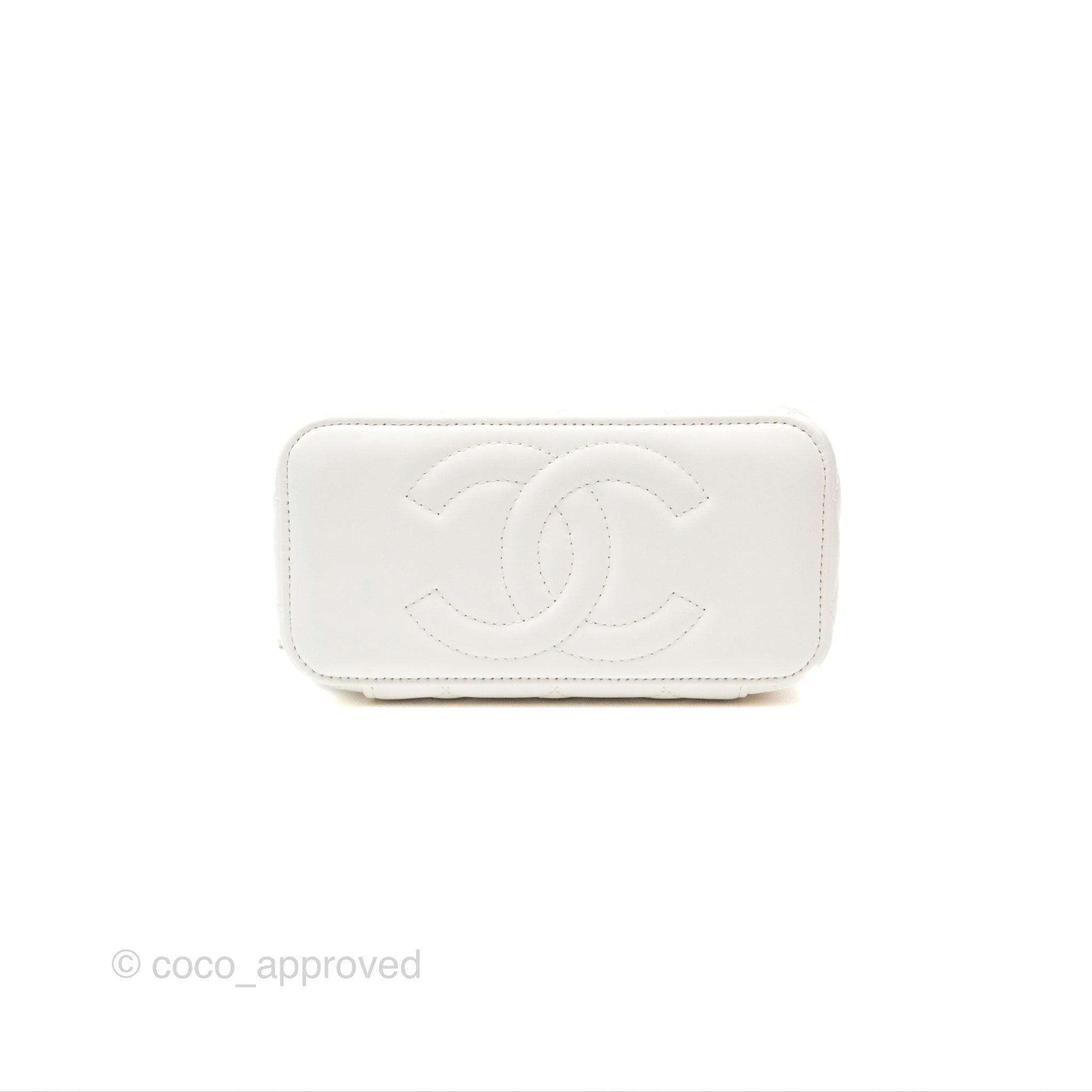 Chanel All Slide Vanity Bag with Adjustable Chain - White Lambskin Leather & Aged Gold Hardware - Luxury Crossbody Bag for Women, Perfect for Parties & Evening Events