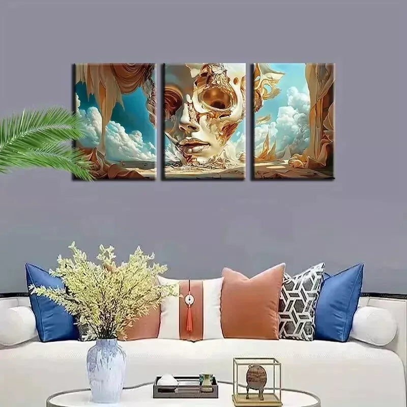 3-Piece Surreal Triptych Wall Art Set - Framed Canvas Prints 50x70cm (19.7x27.6in) - High Quality Australian Made Ready-to-Hang Wall Decor for Living Room, Bedroom & Office
