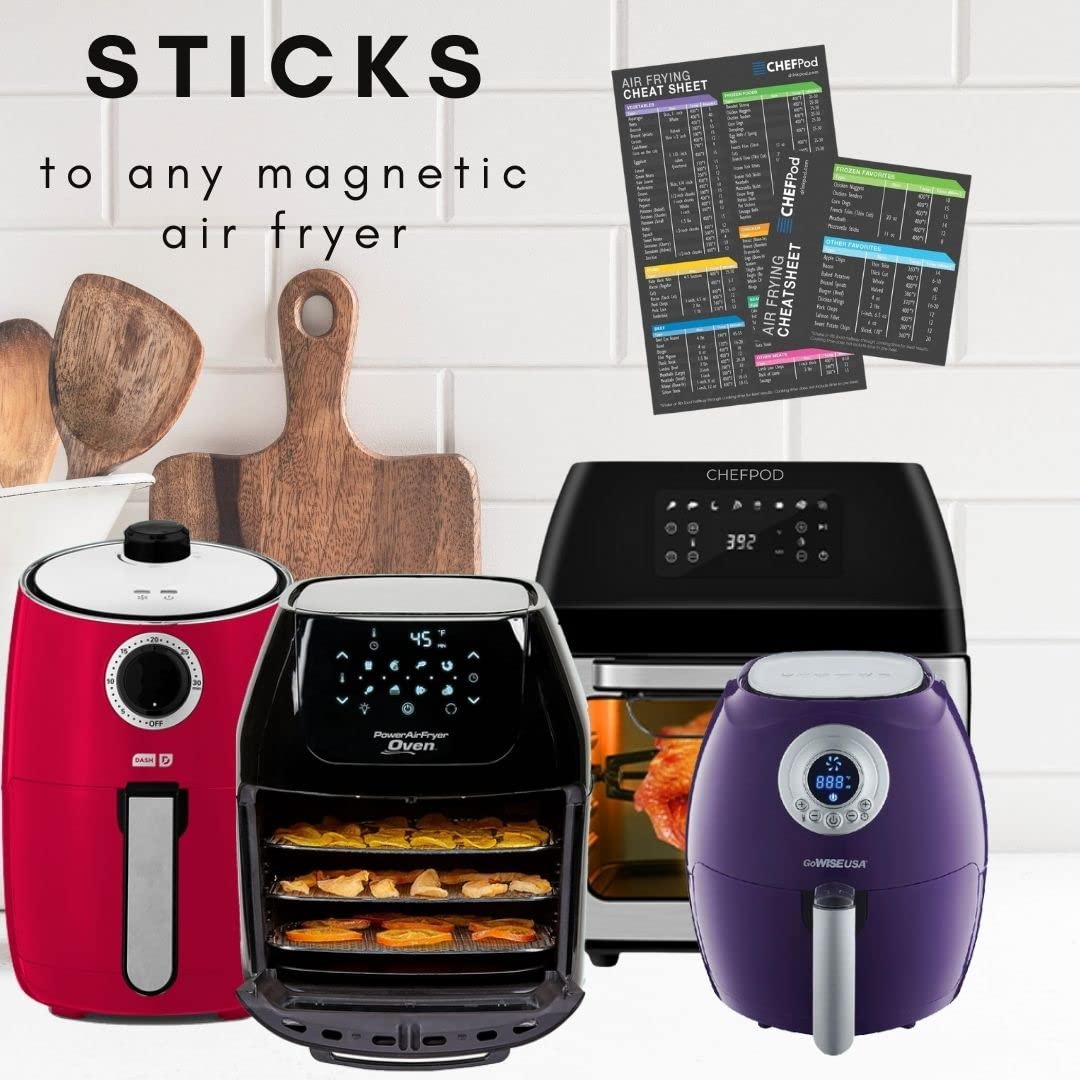 2-Pack Air Fryer Magnetic Cheat Sheet Set | Quick Reference Cooking Time Guide for Air Frying Recipes | Perfect for Kitchen, Meal Prep & Healthy Cooking