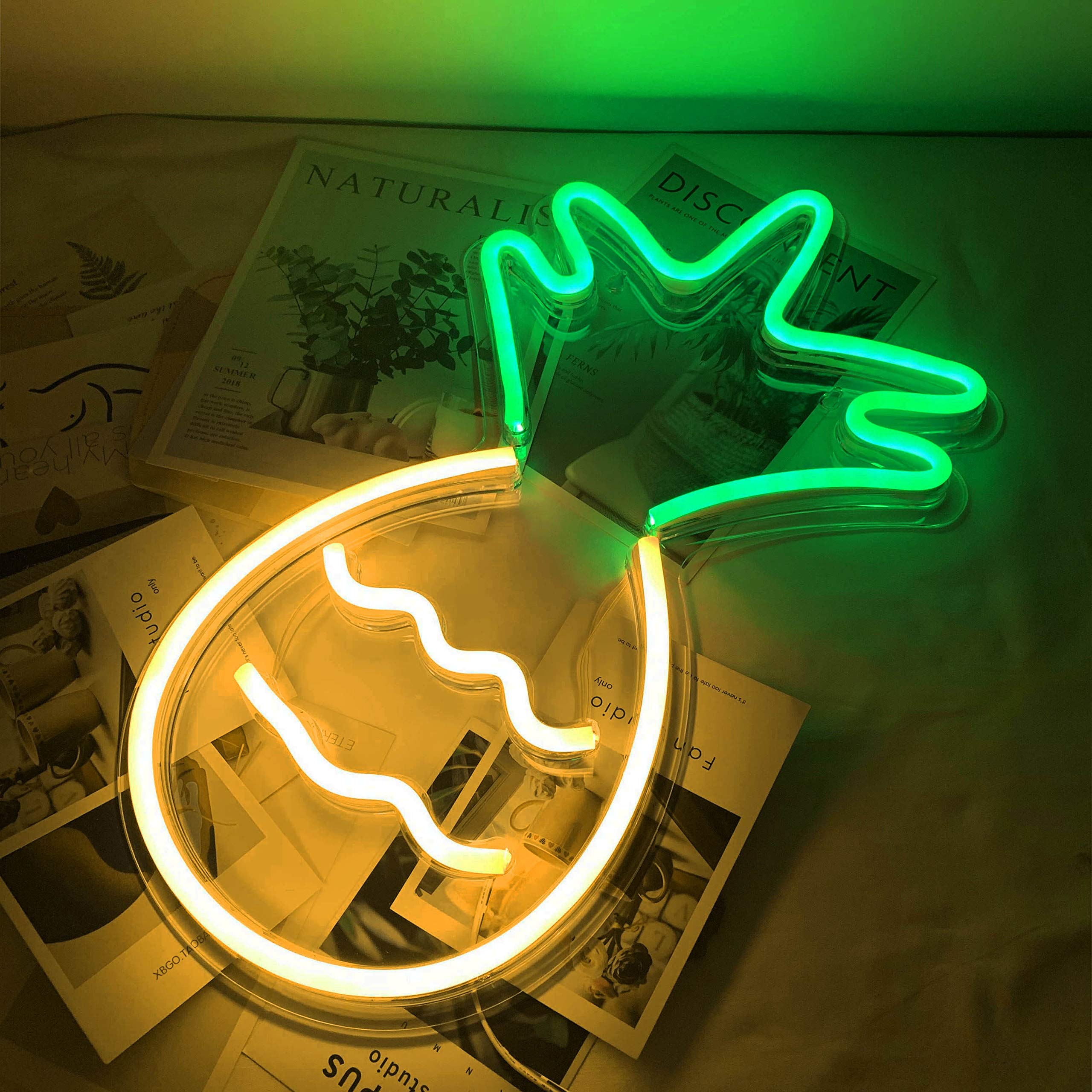 USB Powered Large Pineapple Neon Sign - LED Wall Decor Light for Kids Room, Living Room, Office, Bar & Restaurant | Perfect for Christmas, Festivals & Parties | Durable & Eye-Catching Home/Commercial Lighting
