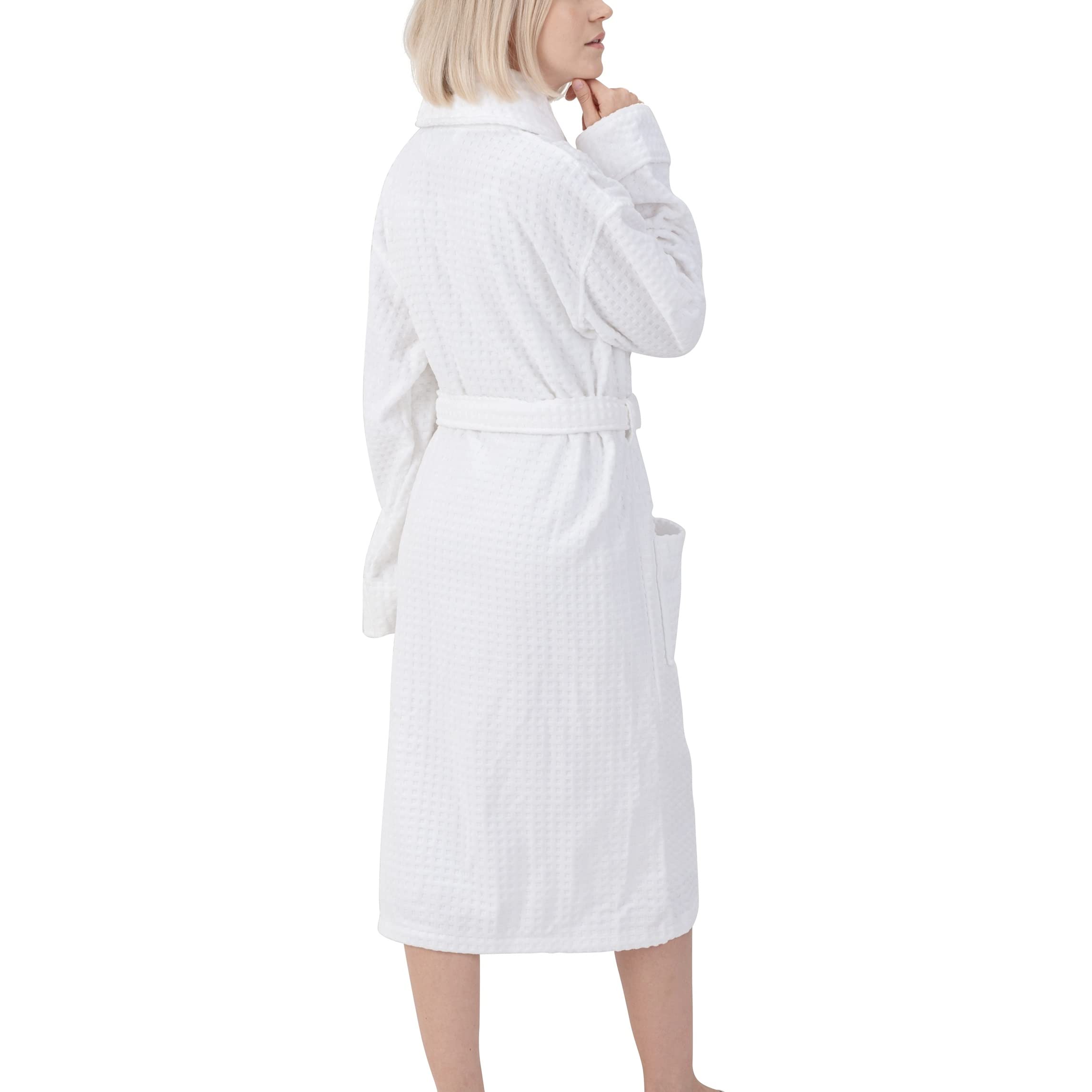 Alpine Swiss Elyse Women's Luxury Waffle Knit Cotton Bathrobe with Shawl Collar - Soft Hotel & Spa Robe for Relaxation at Home, After Shower or Vacation