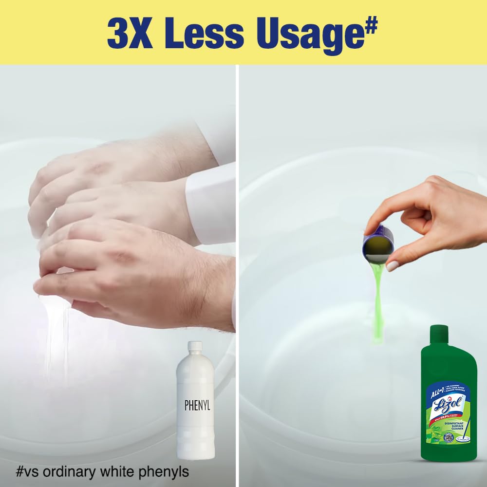 Lizol Disinfectant Surface & Floor Cleaner Liquid with Neem Extract - 500ml | Kills 99.9% Germs & Bacteria | All-Purpose Floor Mop Cleaner | Safe for Tile, Wood & Marble Floors | Ideal for Homes, Hospitals & Offices | India's #1 Disinfectant Cleaner