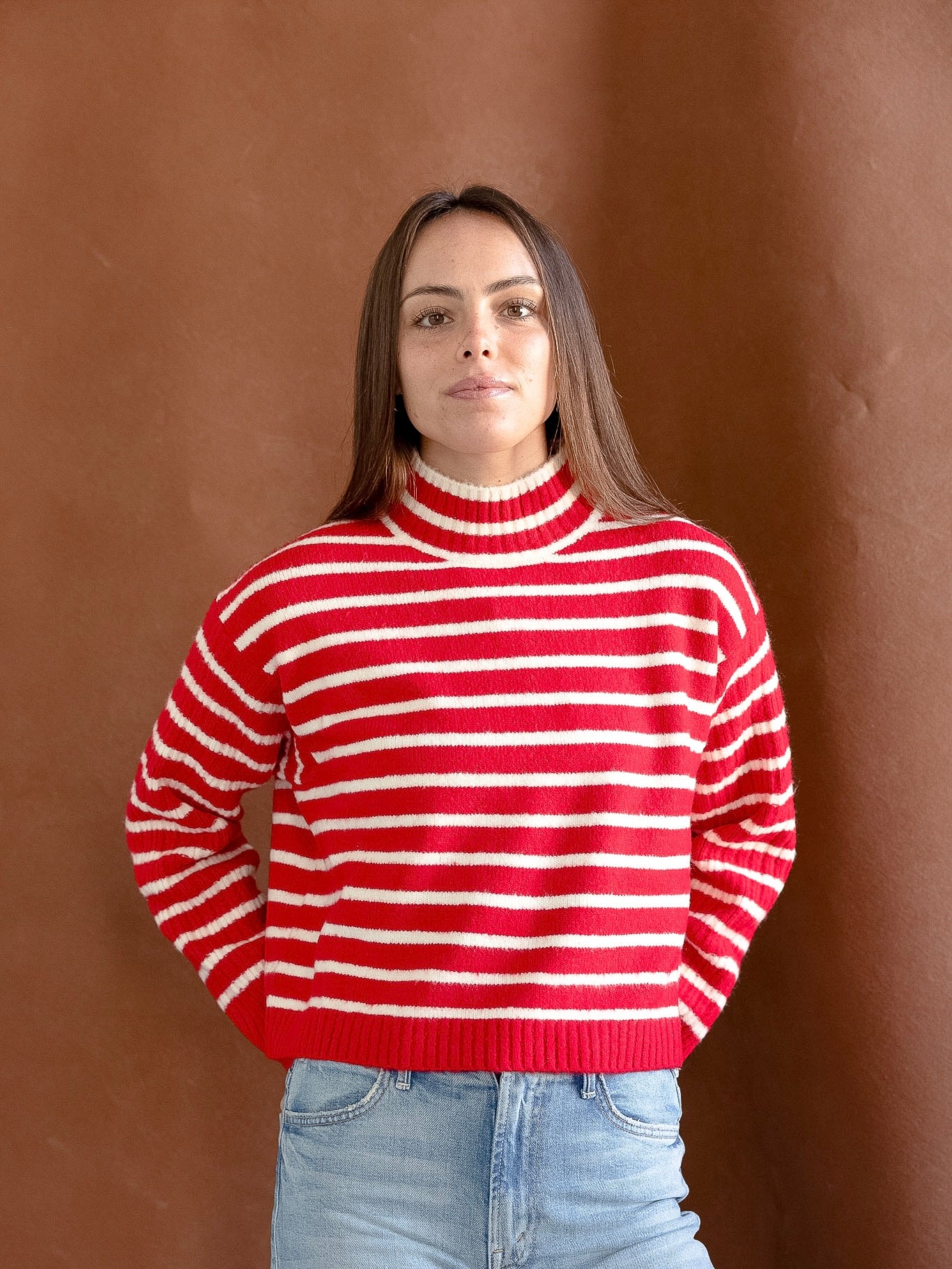 Stylish Red Striped Pullover Sweater for Men & Women | Cozy Casual Wear for Fall & Winter | Perfect for Outdoors, Travel & Daily Comfort