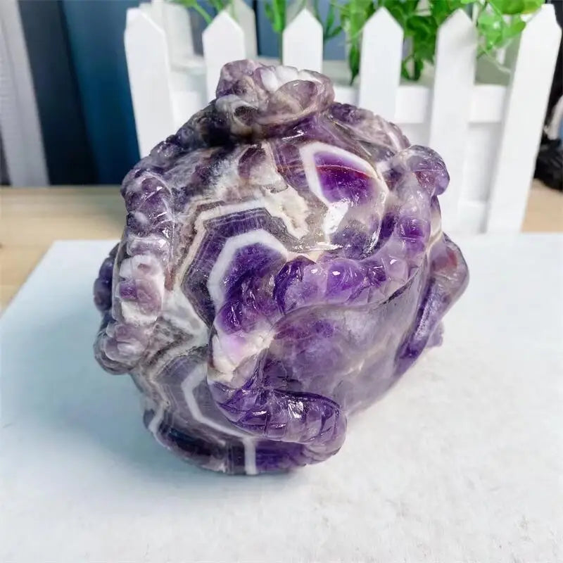 Natural Amethyst Snake Skull Carving - Reiki Healing Crystal, Feng Shui Mineral Gemstone Decor, Handcrafted Spiritual Artifact (1pc) | Perfect for Meditation, Home Altar & Gothic Decor