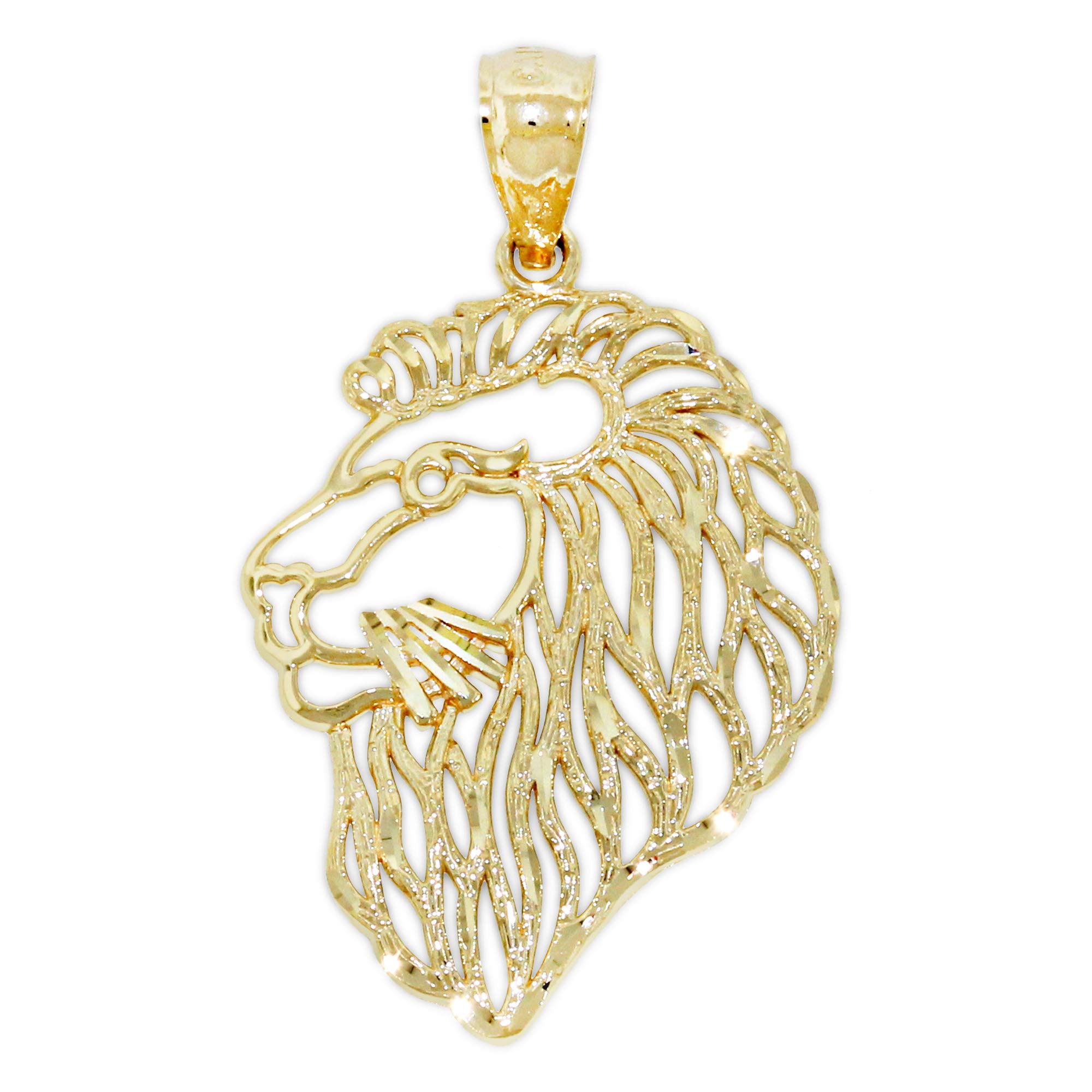 14K Solid Gold Lion's Head Charm Pendant - Elegant Jewelry Gift for Women & Men - Perfect for Necklaces, Bracelets & Special Occasions