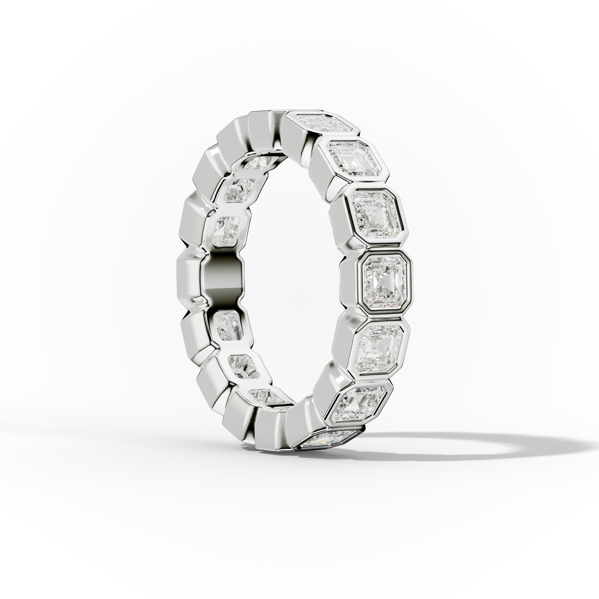3.0 Carat Bezel Set Asscher Cut Diamond Eternity Band - Perfect for Anniversaries, Weddings & Special Occasions