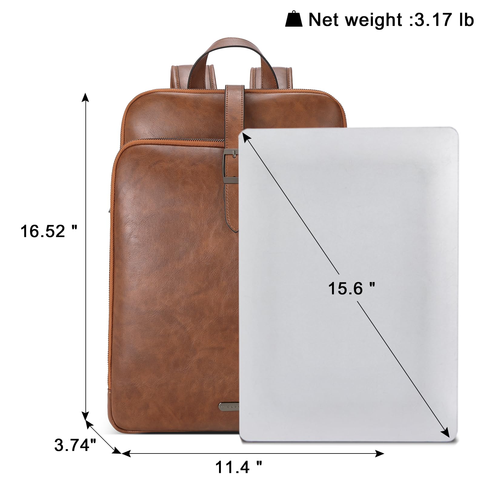 CLUCI Genuine Leather Backpack for Women - 15.6 Inch Laptop Bag, Large Work Backpack for Travel, Office & Business Use | Durable & Stylish Women's Backpack for Commuting, College & Daily Use
