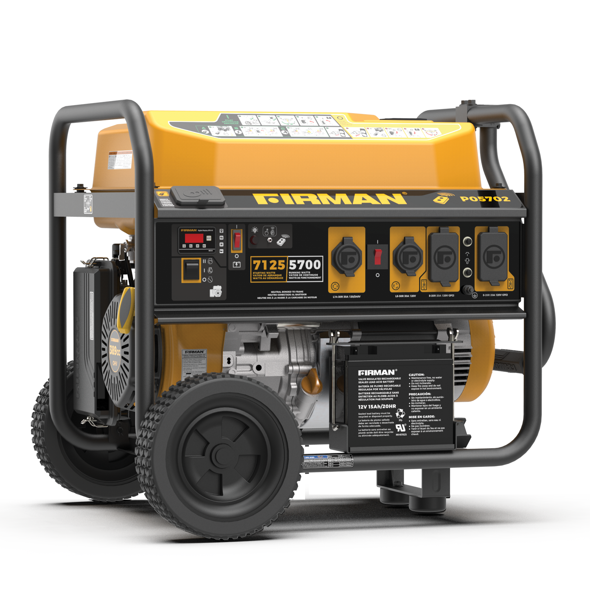 7125W Portable Gas Generator with Remote Start - 120V/240V Dual Voltage for Camping, Home Backup & Outdoor Power Supply