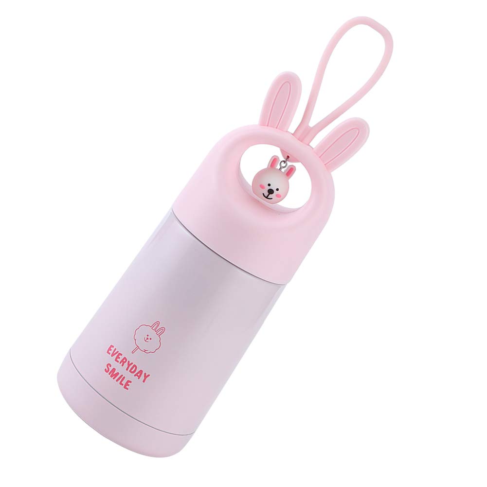 Leak Proof Portable Cartoon Cute Vacuum Bottle - 330ml Insulated Water Bottle for Office, School & Travel - Pink White Rabbit Design - BPA Free Stainless Steel Thermos for Hot & Cold Drinks (Great for Work, Gym, Hiking & Daily Use)