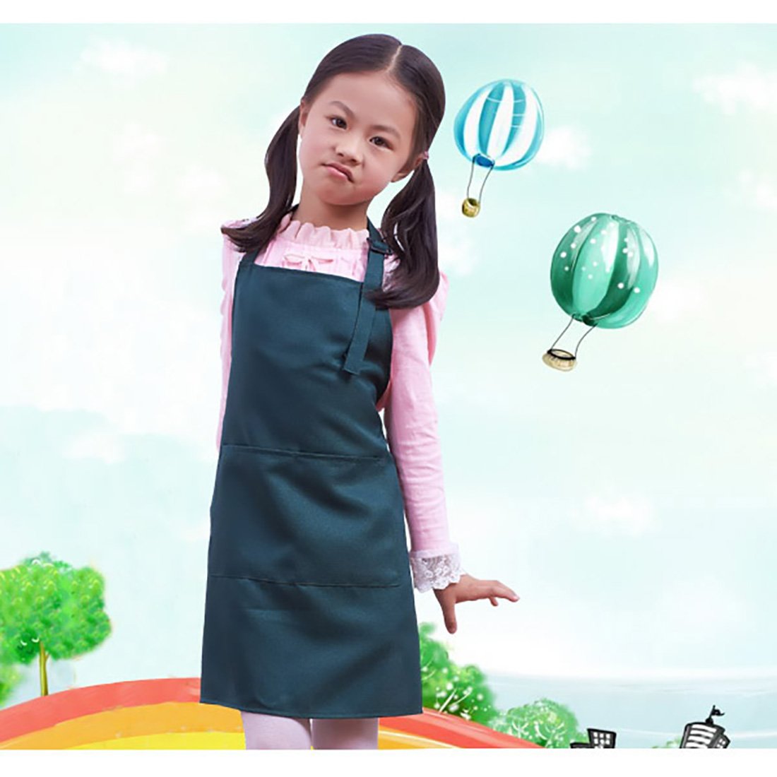 Kids Artist Apron with Pockets - Waterproof Painting Smock for Children, Chef Kitchen Apron for Cooking & Baking - Perfect for Art Class, Home Kitchen & DIY Crafts