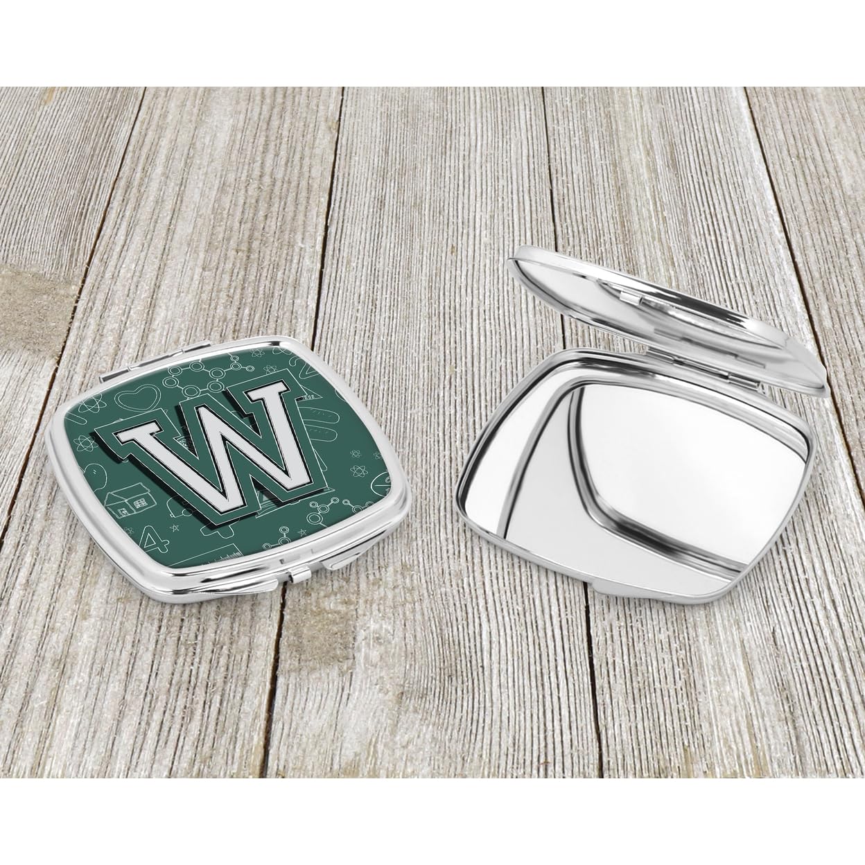 Caroline's Treasures CJ2010-WSCM Letter W Compact Mirror - Portable Folding Handheld Travel Makeup Mirror for Women & Girls, Perfect for Back to School, Gifts, Purse & Cosmetic Bag | Great for Touch-Ups On-The-Go, Travel, School & Daily Makeup Routine