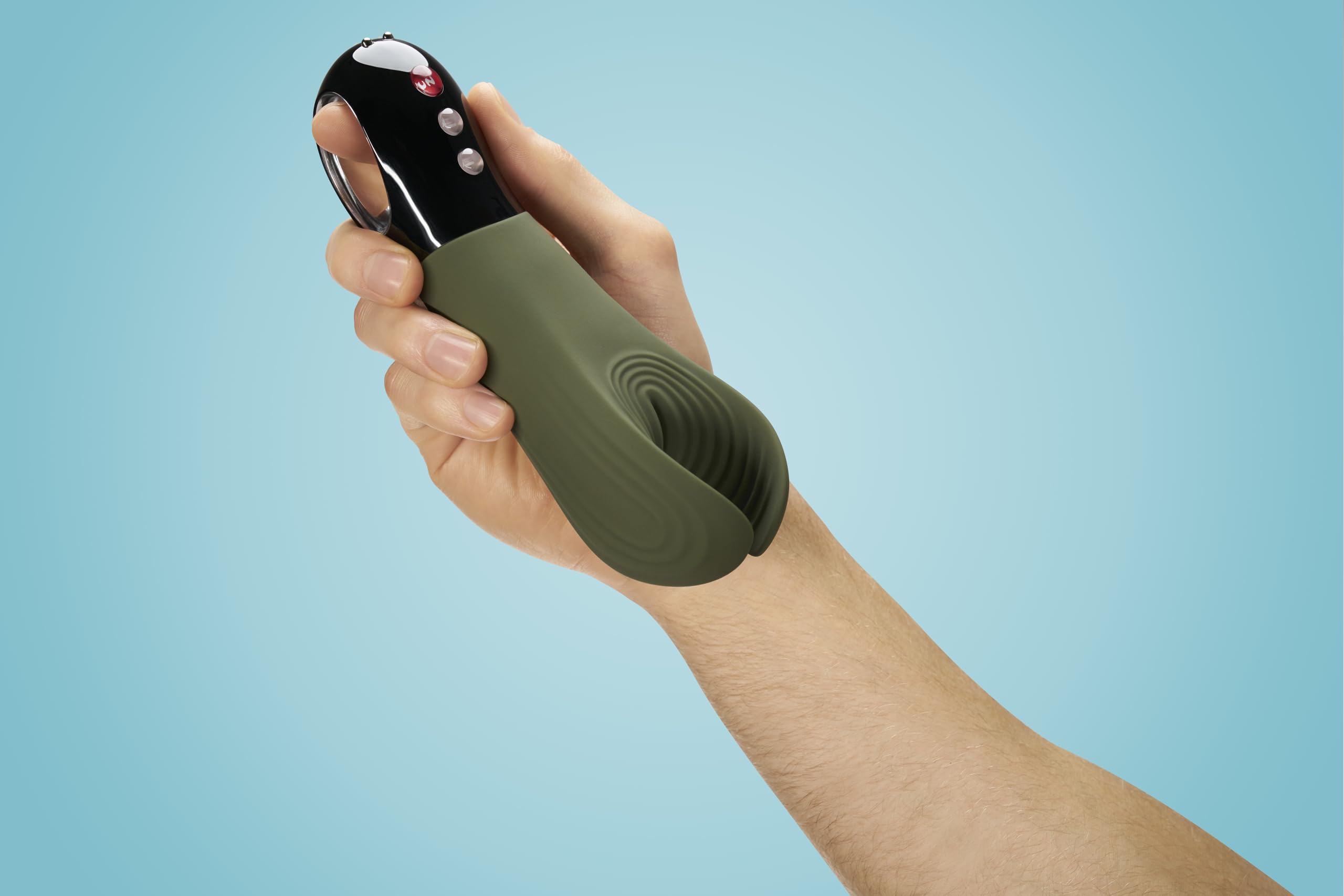 Fun Factory Manta Vibrating Male Stroker - Medical Grade Silicone Masturbator for Men | Waterproof & Body-Safe Design | Perfect for Solo Play & Couples' Intimacy (Moss Green)
