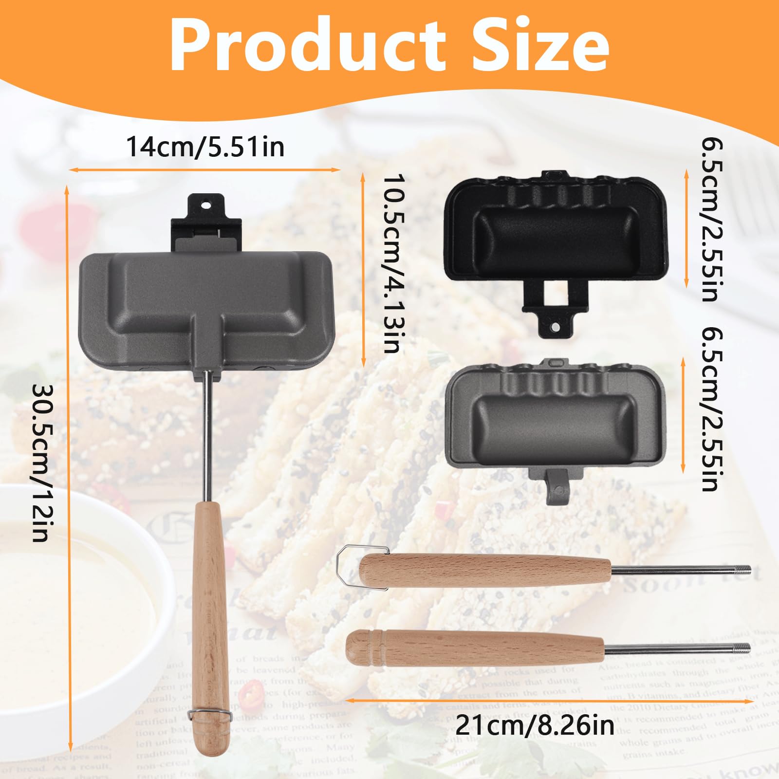 Non-Stick Removable Double-Sided Gas Sandwich Toaster - Portable Handheld Grill Cheese Maker for Camping, Breakfast & Picnics - Perfect for Toasted Sandwiches, Pancakes, Omelets and Frittatas - Ideal for Outdoor Cooking, RV Trips and Home Use