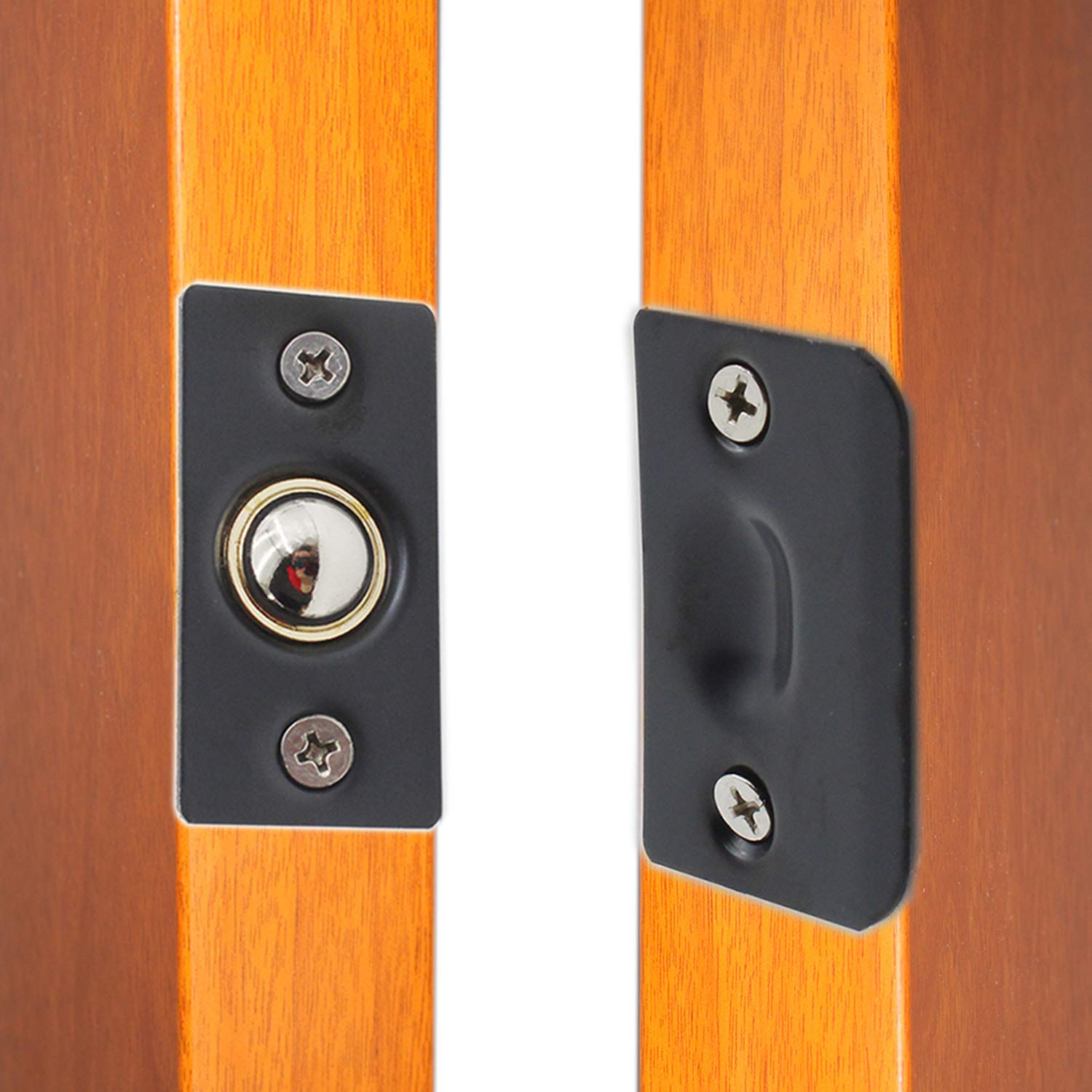 2 Pack Stainless Steel Ball Catch Hardware for Closet & Cabinet Doors - Adjustable French Door Latch with Strike Plate & Drive-in Spring - Black ULIFESTAR (Perfect for Bedroom Closets, Kitchen Cabinets & Cupboard Doors)