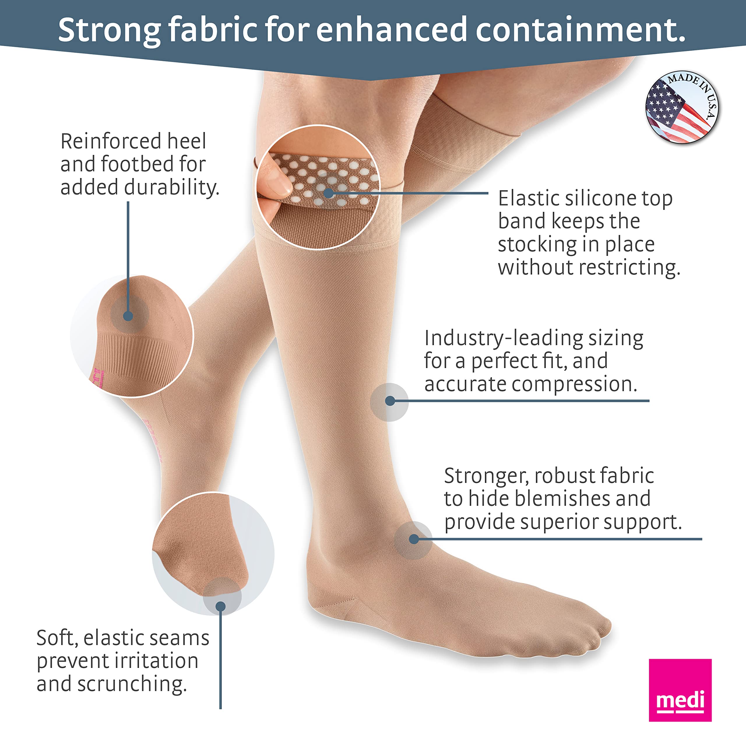 Mediven Plus 30-40 mmHg Open Toe Knee High Compression Socks for Men & Women with Silicone Top Band - Ideal for Circulation Support, Varicose Veins & Long Flights