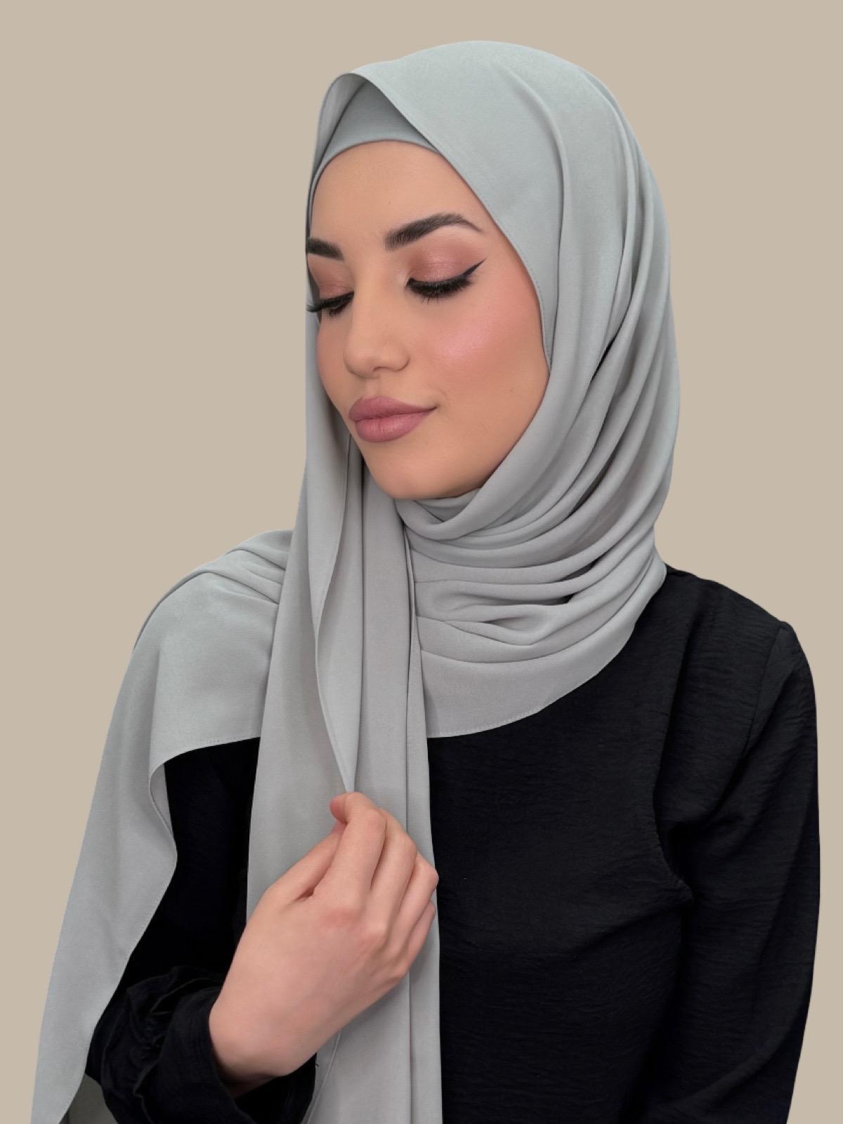 Soft Sage Chiffon Hijab Set - Breathable & Lightweight Scarf for Women - Perfect for Daily Wear, Prayer, and Special Occasions