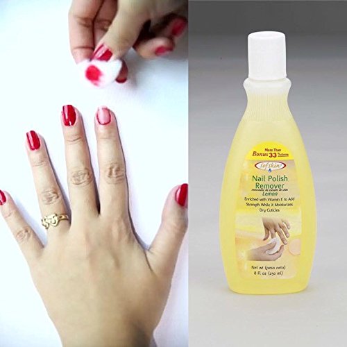 SOFSKIN (US Brand) Acetone Nail Polish Remover with Cuticle Moisturizer - Lemon Scented 3.8oz (112ml) for Professional Salon & At-Home Manicures