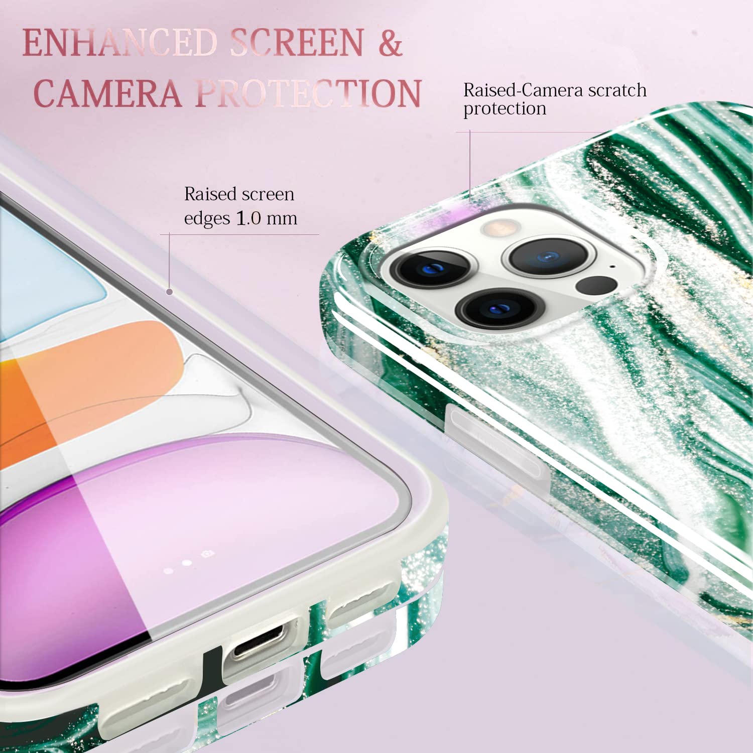 Luolnh Gold Glitter Sparkle iPhone 13 Pro Case - Marble Design Shockproof Slim Soft Silicone TPU Bumper Cover for iPhone 13 Pro 6.1 Inch (2021 Model, Green Stars) - Perfect for Everyday Protection & Stylish Accessorizing