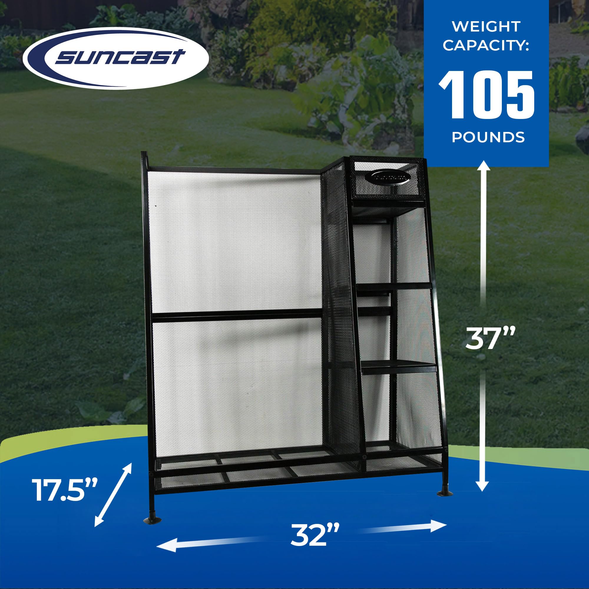 Suncast 2-Pack Garage Golf Bag Shelf Organizer with Adjustable Leveling Feet & 5-Inch Storage Bin - Perfect for Golf Clubs, Balls & Accessories - Ideal for Garage, Basement & Home Organization