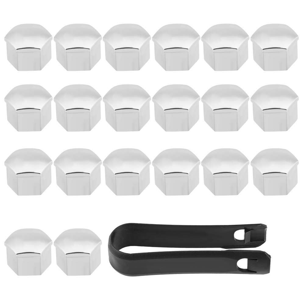 Zerone 20Pcs 17mm Universal Wheel Hub Covers - Silver Lug Nut Bolt Screw Protection Caps for Car Tyre Dust Protection | Perfect for Sedans, SUVs & Trucks