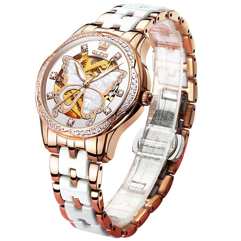 OLEVS Women's Automatic Diamond Watch - Waterproof Dress Watch for Everyday & Formal Wear