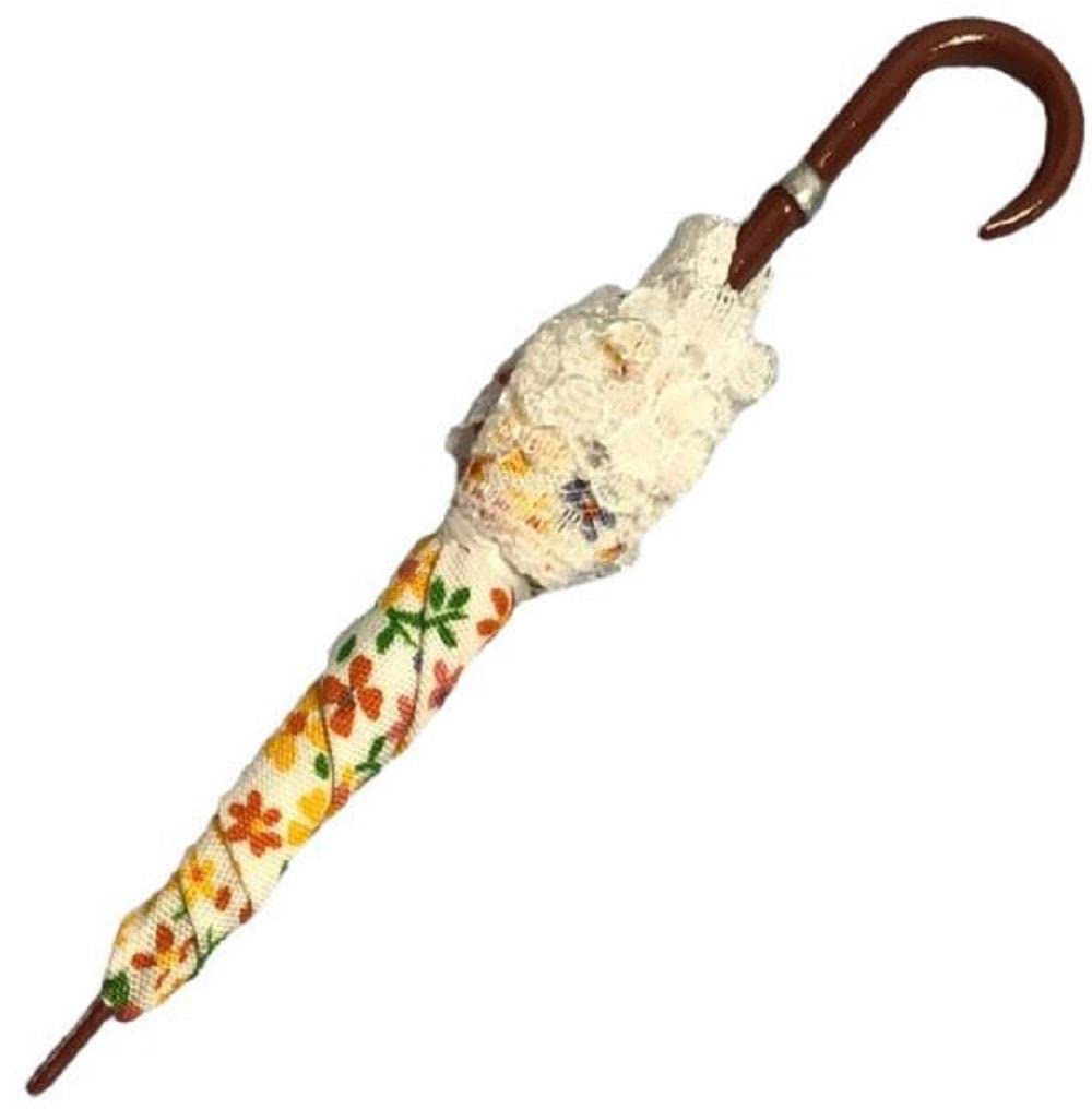 Victorian Floral Umbrella for Dollhouse 1:12 Scale, Miniature Bedroom Accessory for Women - Perfect for Victorian Dollhouse Decor, Miniature Collectibles, and DIY Dollhouse Scenes