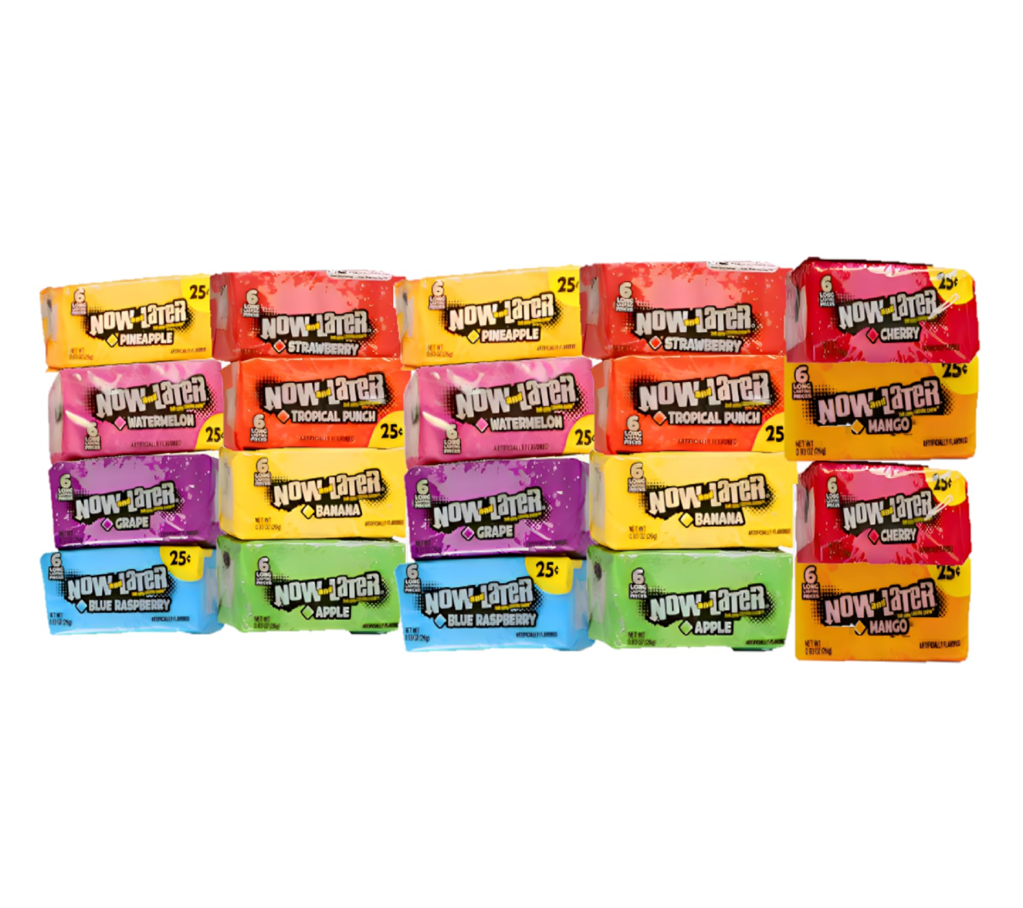 Now & Later Assorted Fruit Candy - 10 Delicious Flavors - 120 Pieces (20-Pack) - Perfect for Halloween, Parties, Lunchboxes & Snacks