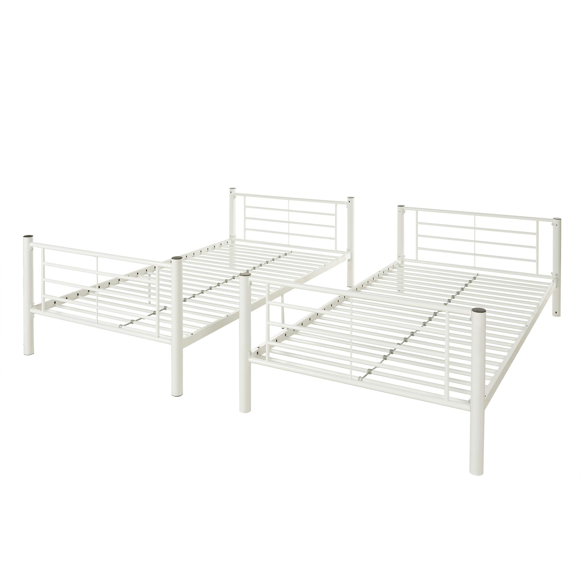 Walker Edison Elodie Urban Industrial Twin over Twin Metal Bunk Bed - Sturdy White Metal Frame for Kids & Teens - Perfect for Small Bedrooms, Dorms & Guest Rooms