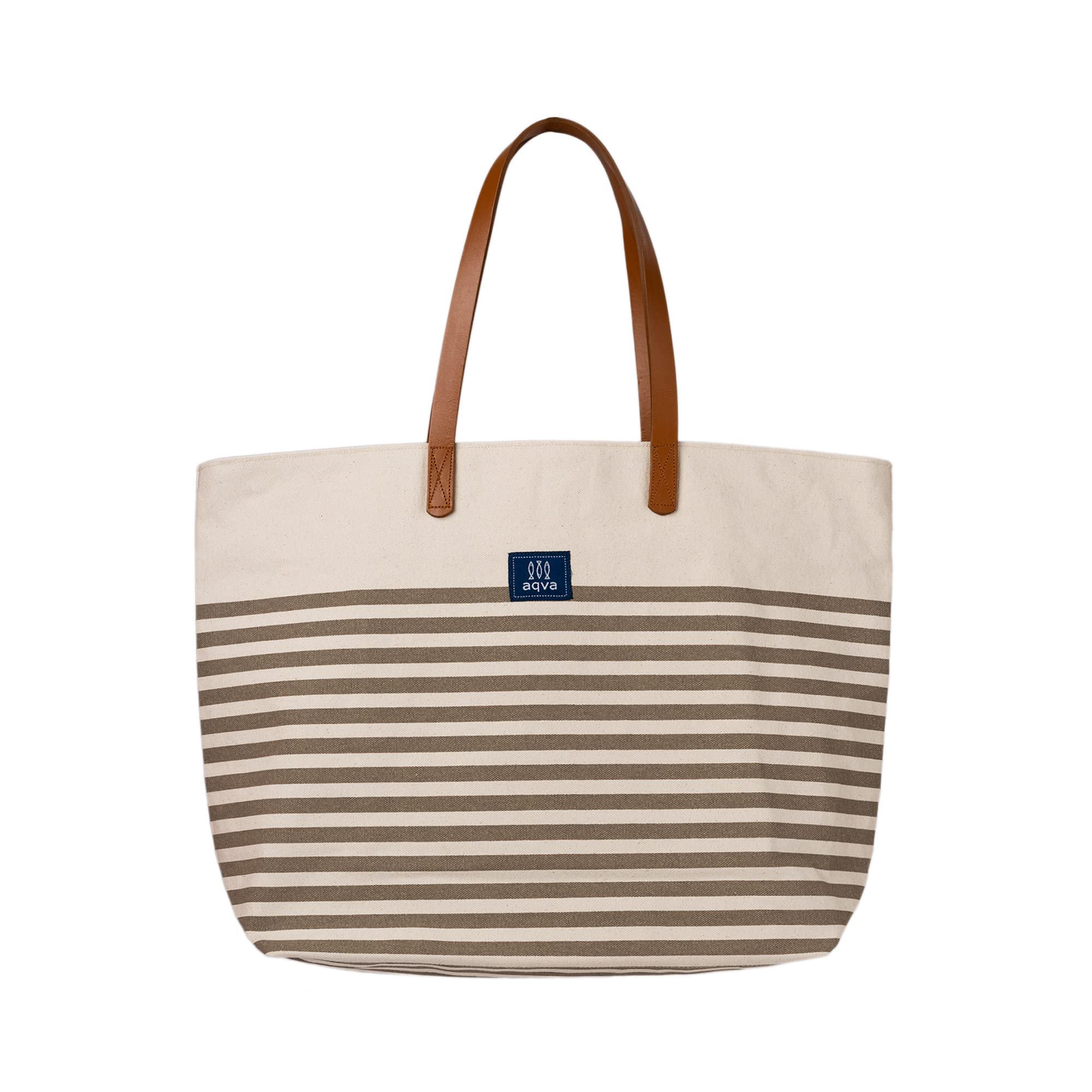 AQVA Canvas Tote Bag for Women & Men - Durable Shoulder Bag with Zip Pocket - Perfect for Shopping, Travel & Work