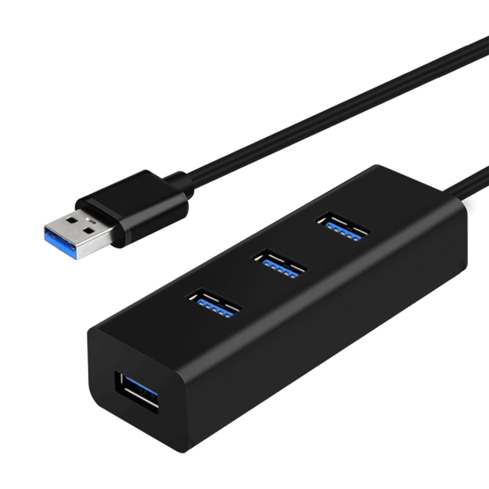 4-Port USB 2.0 Hub for Laptop & PC - High-Speed Data Transfer USB Splitter with LED Indicators - Compatible with Windows, Mac, Printer, External HDD, iPhone, iPad (Black) - Perfect for Home Office, Gaming & Travel Accessories