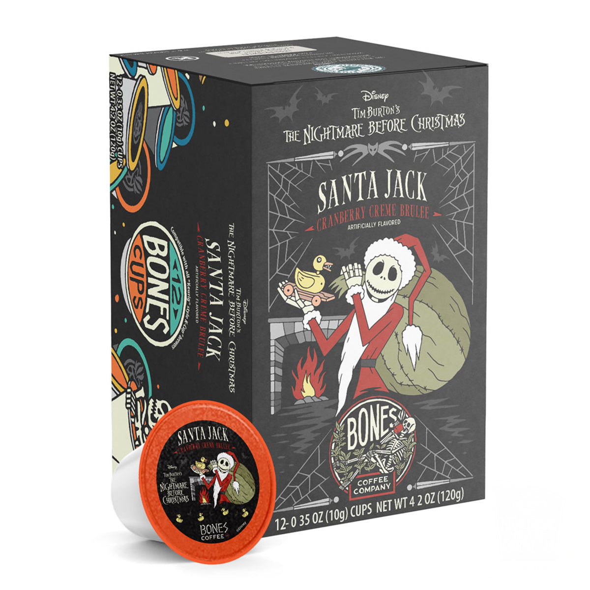 Santa Jack Bones Cups - Set of 12 Reusable Plastic Cups for Christmas Parties, Halloween Decorations & Themed Events