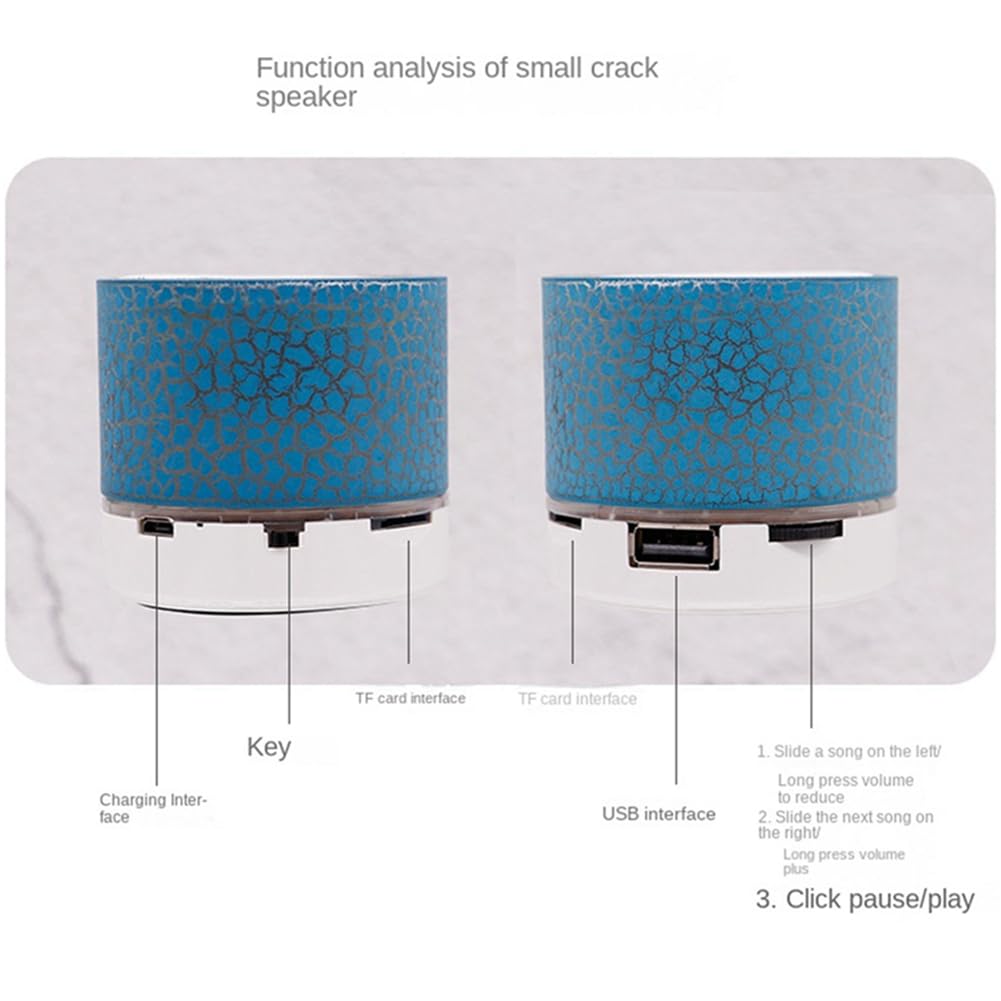 TYREE 1Set Portable Wireless Bluetooth 5.0 Car Audio Speaker - Mini Outdoor LED Colorful Crack Sound System for Camping, Beach & Road Trips