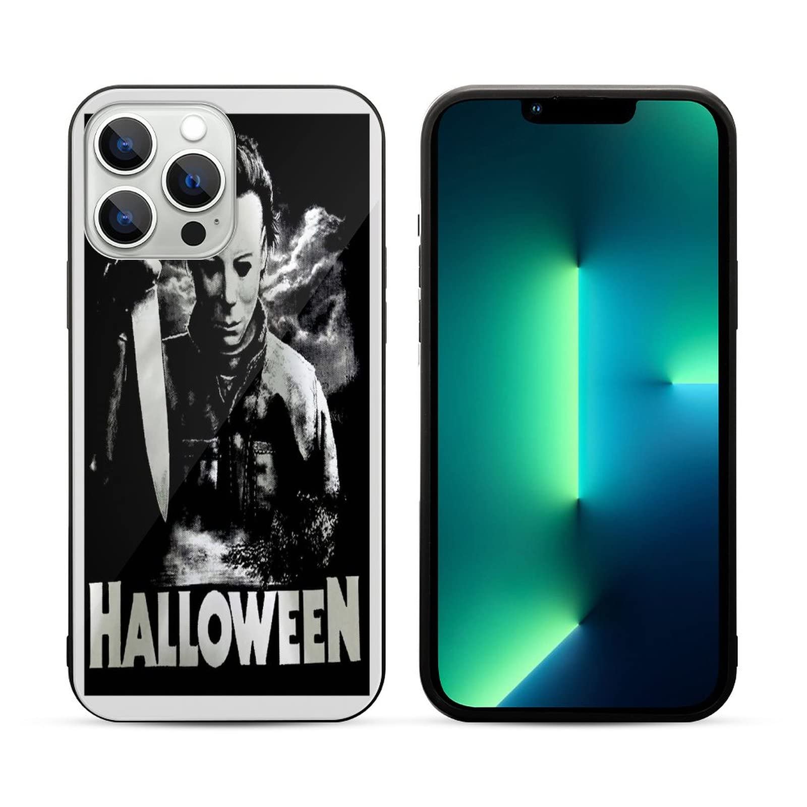 Halloween Michael Myers iPhone 13 Pro Max Case - Shatterproof Glass Back Cover - Horror Movie Inspired Protective Phone Case for iPhone 13 Pro Max (6.7