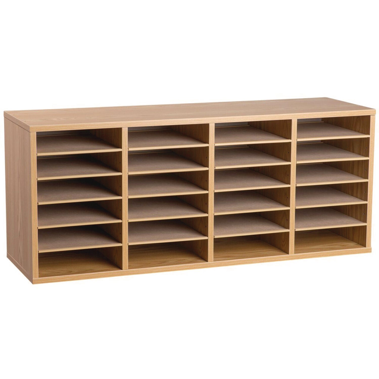 AdirOffice Wooden Adjustable 24-Section Letter Size Literature Organizer - Medium Oak (39.3
