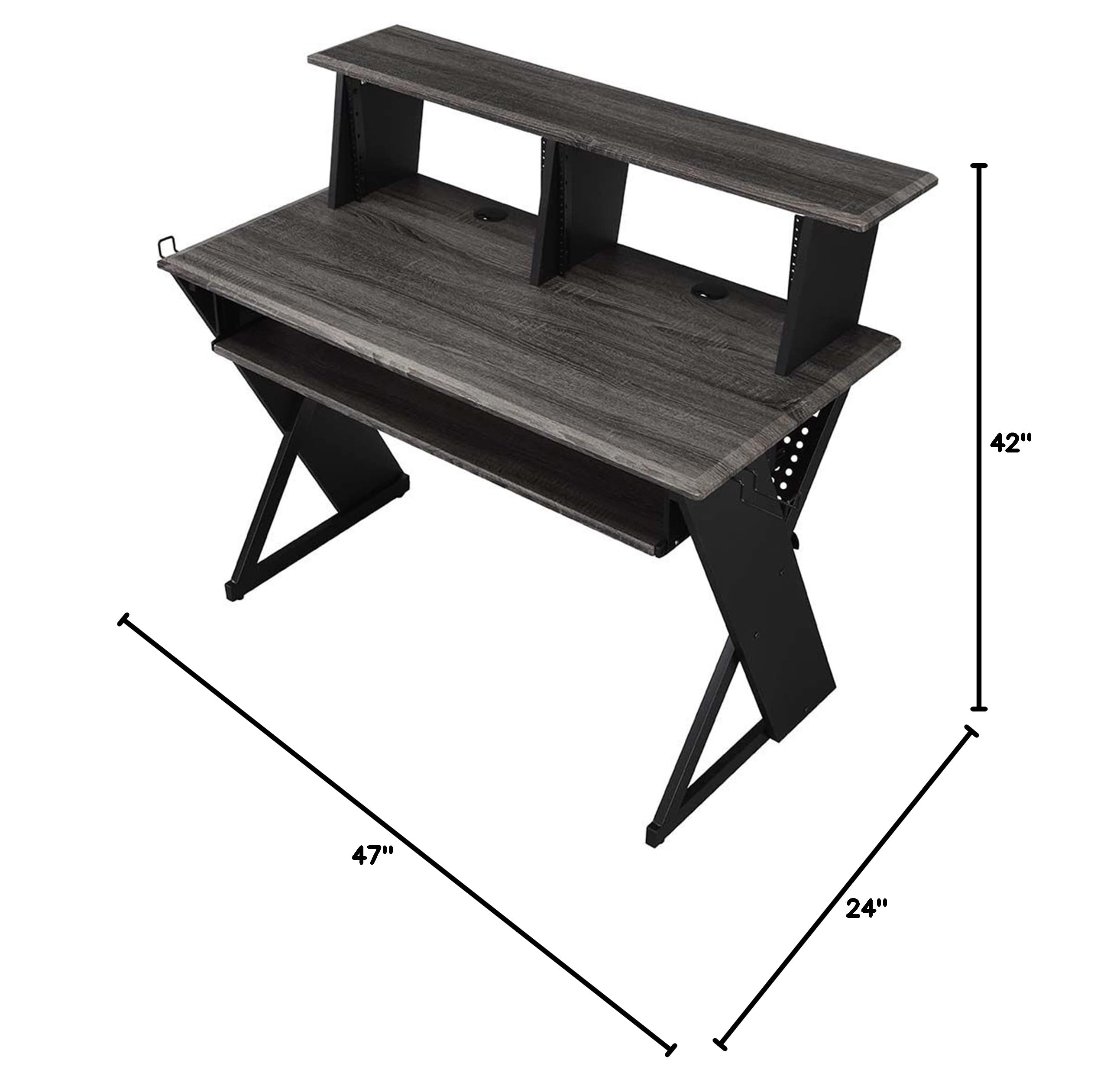 Acme Furniture Black Rectangular Music Desk with Headphone Holder - Perfect for Home Studios, Music Practice & Office Workspaces