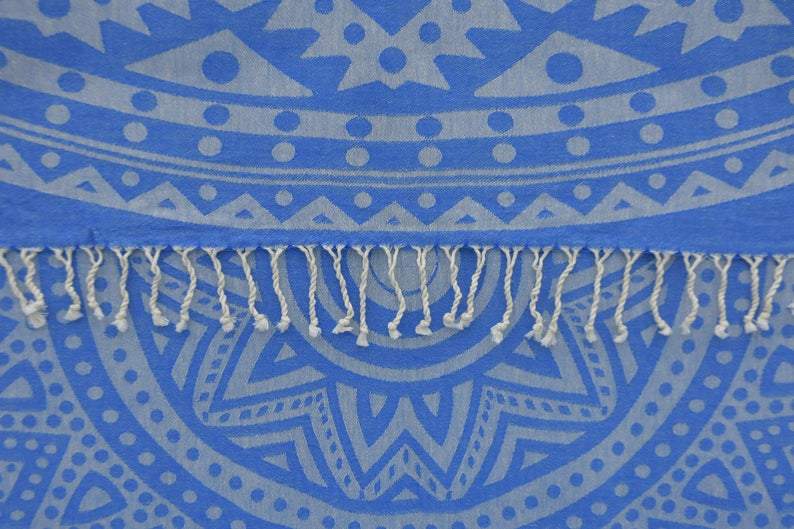 Blue Mandala 100% Cotton Beach Towel - Soft & Absorbent Yoga, Meditation & Travel Towel for Pool, Gym & Outdoor Activities