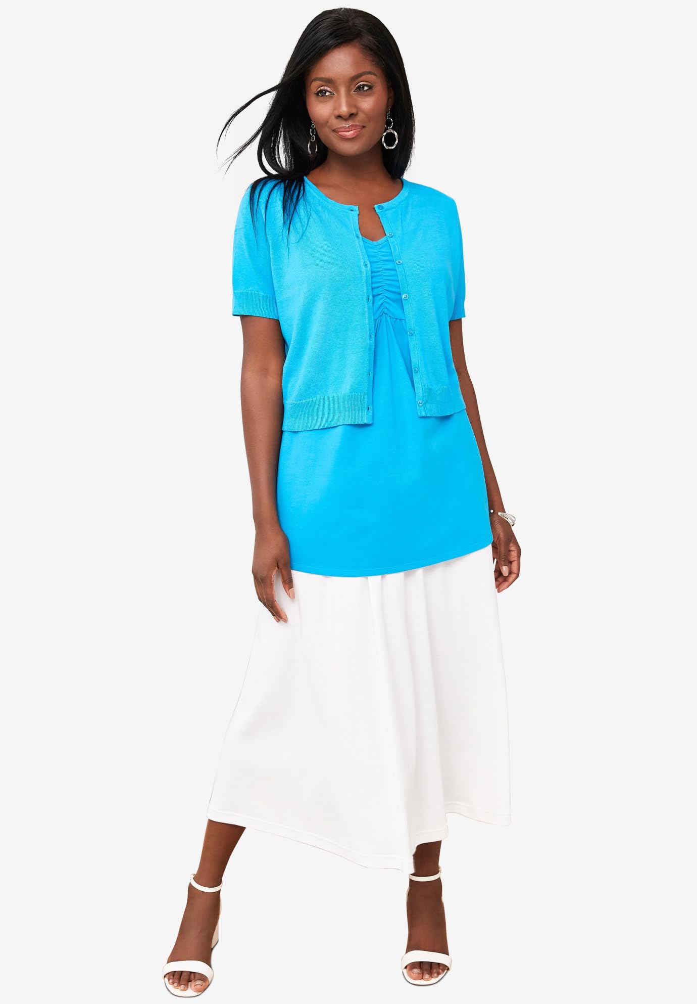 Jessica London Plus Size Soft Midi Skirt for Women - Casual & Office Wear